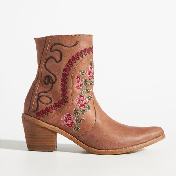 Anthropologie Embroidered Leather Western Boots Italian cowboy Marco Delli 36 - Picture 2 of 6
